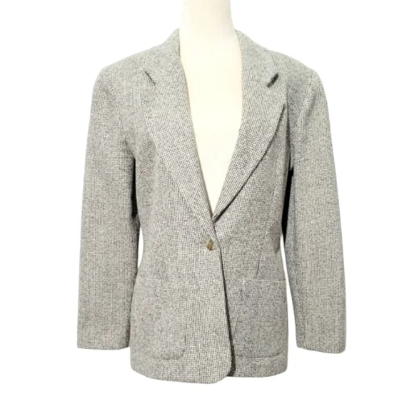 That's Me! Women's Wool Blend Blazer Size 7/8 Tan Brown Checkered Made in USA - Picture 2 of 10